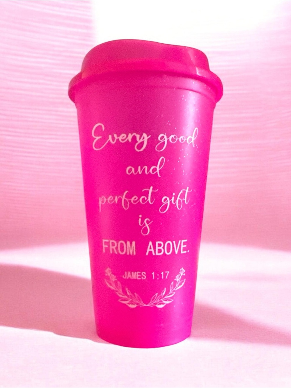 Pink Travel Tumbler with Inspirational Quote 16oz